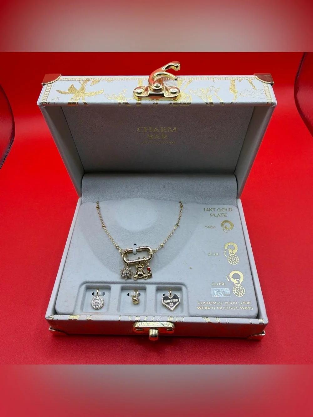 Charm Bar 14K Gold Plate Multi-Charm Necklace Set - Gold